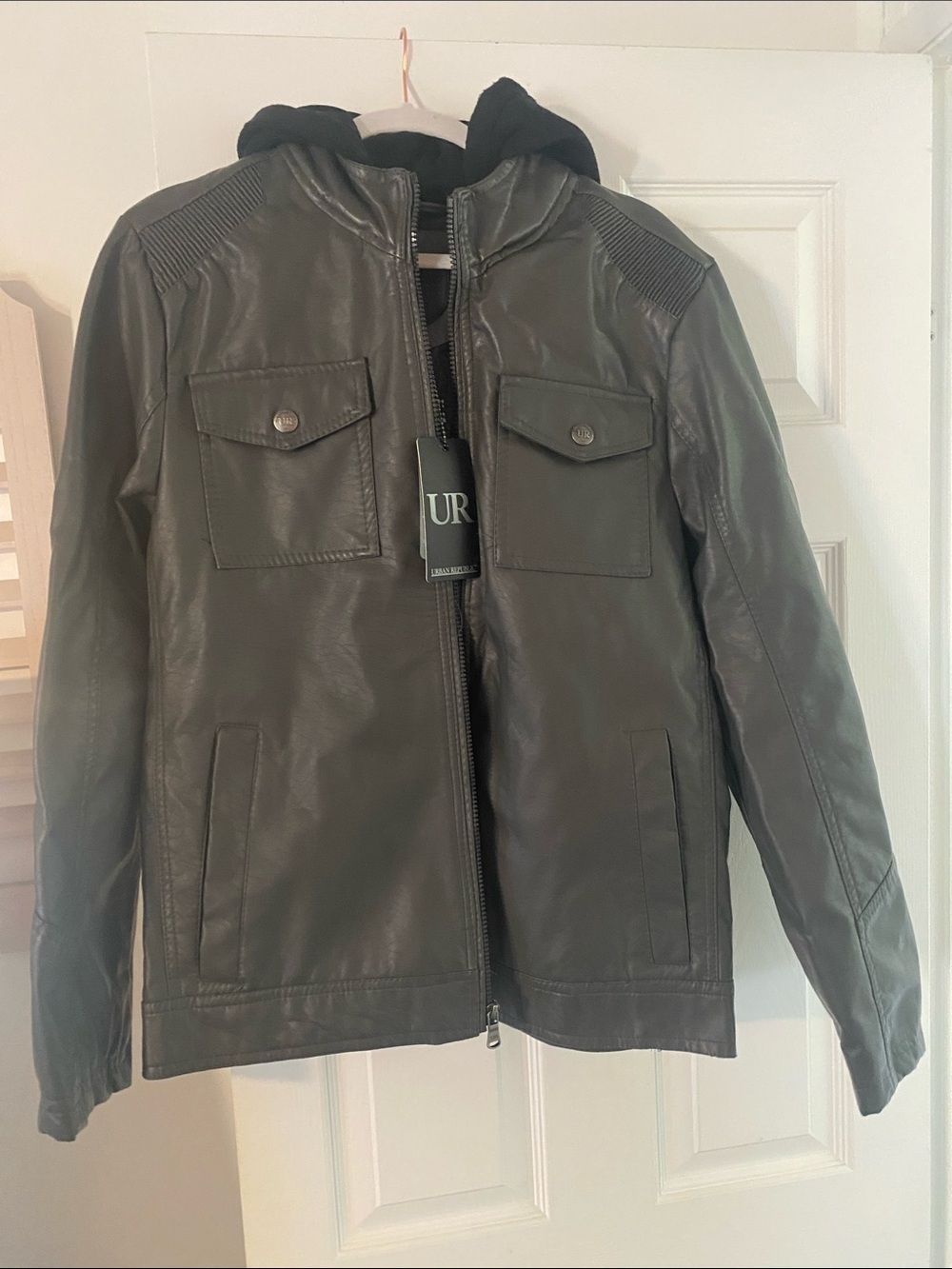 Urban Republic Olive Green Bomber Jacket with Black Hood